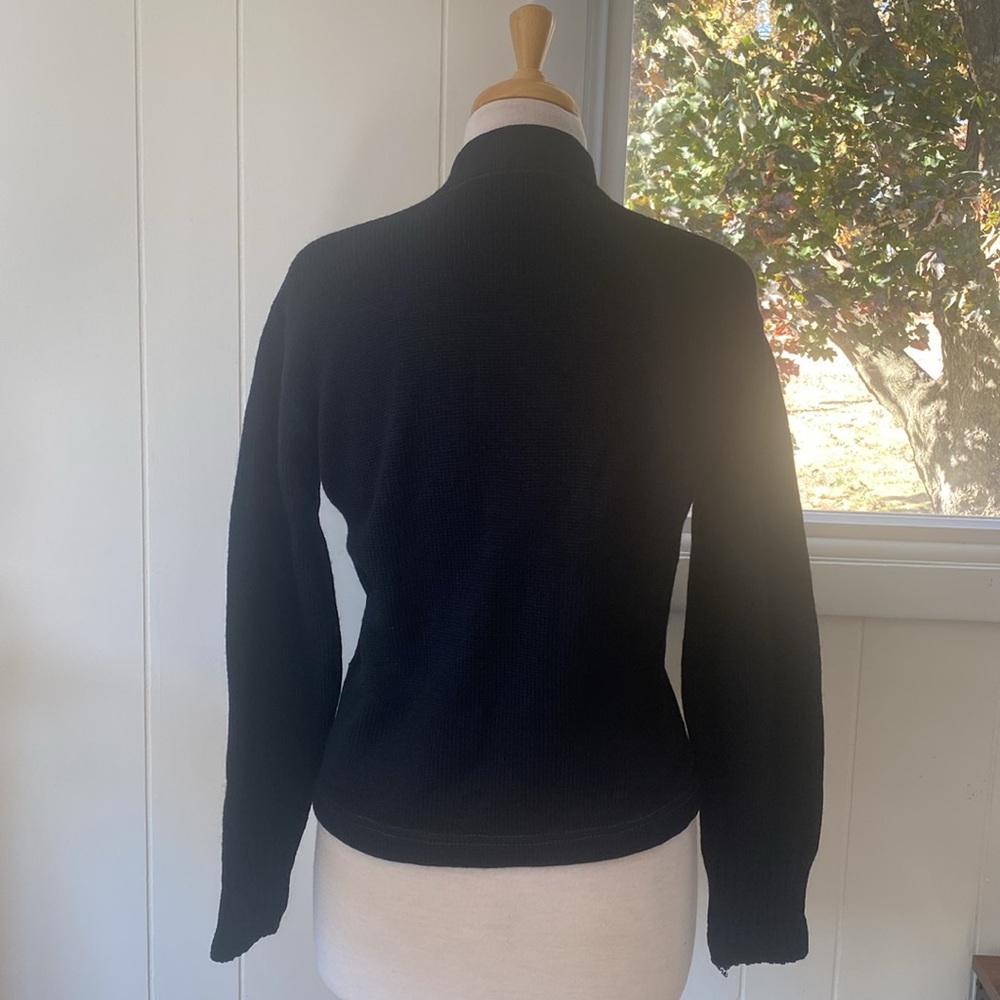 Vintage 1930s 1940s Black Wool Cardigan M - Picture 3 of 13